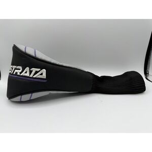 Strata Golf Driver Headcover Black Grey Purple Embroidered Padded Sock Cover